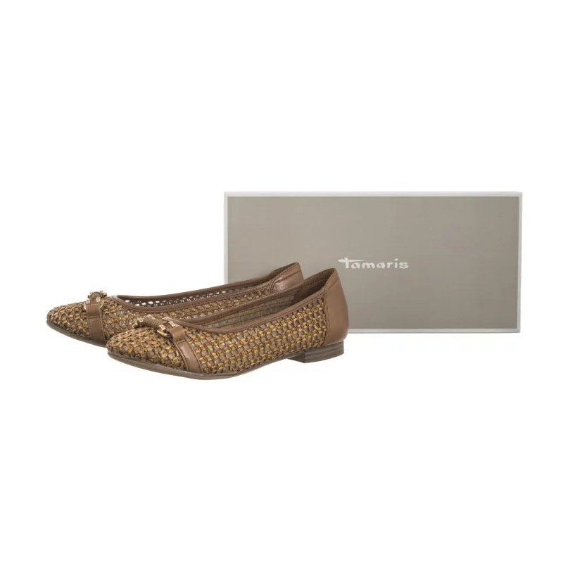 Tamaris Brązowe 1-22138-44 Cognac (TM529-a) baleriinid