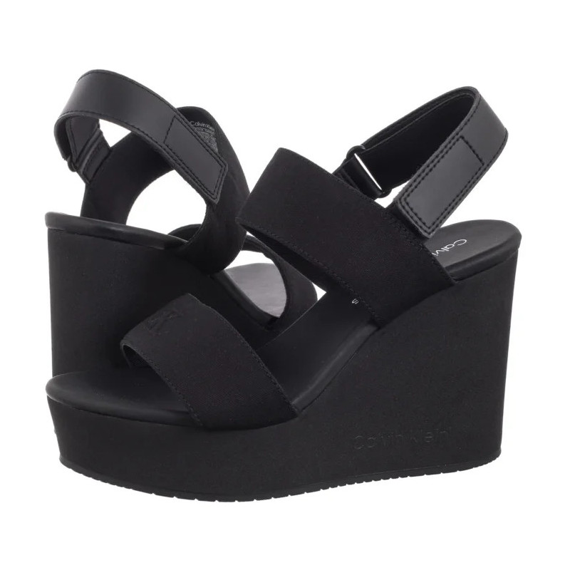 Calvin Klein Wedge Sandal Webbing In Triple Black YW0YW01790 0GJ (CK651-a) kingad