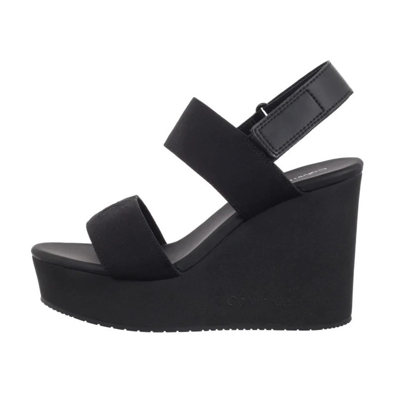 Calvin Klein Wedge Sandal Webbing In Triple Black YW0YW01790 0GJ (CK651-a) kingad