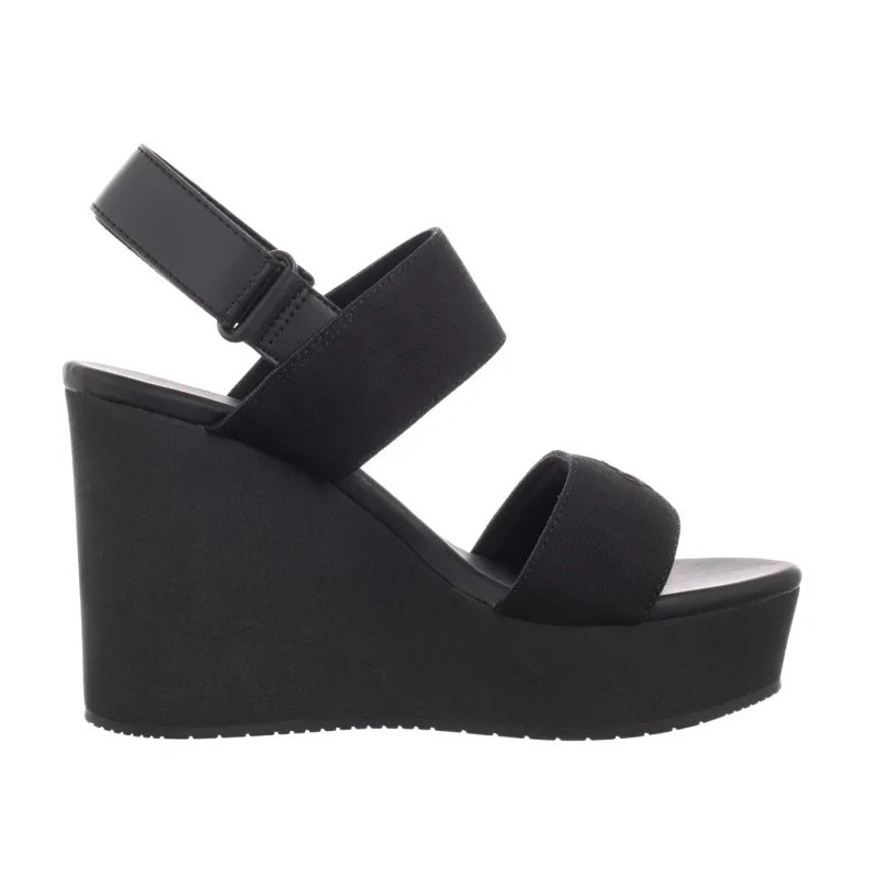 Calvin Klein Wedge Sandal Webbing In Triple Black YW0YW01790 0GJ (CK651-a) kingad