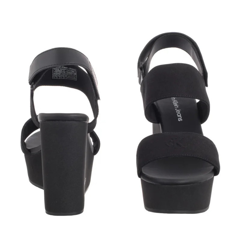 Calvin Klein Wedge Sandal Webbing In Triple Black YW0YW01790 0GJ (CK651-a) kingad