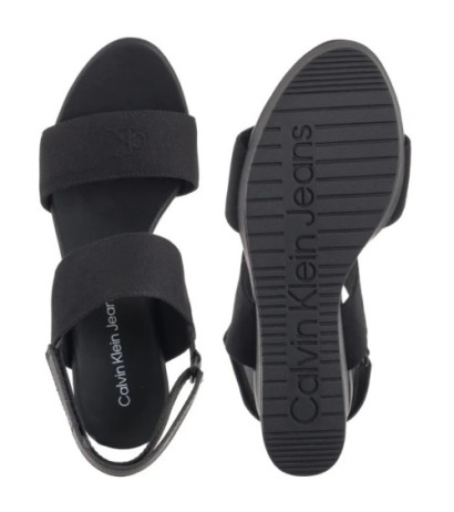 Calvin Klein Wedge Sandal Webbing In Triple Black YW0YW01790 0GJ (CK651-a) kingad