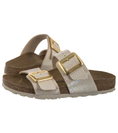 Birkenstock Sydney Cushion Buckle Shiny Snake Cream 1030258 (BK314-a) Naiste kingad/klappide klapid