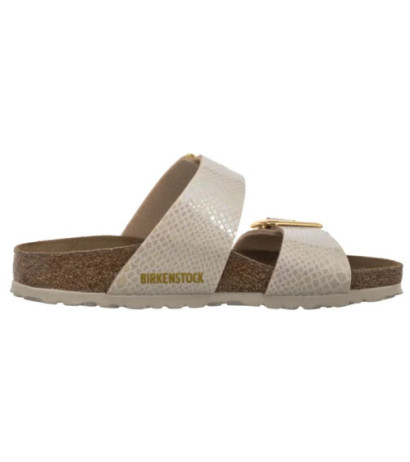 Birkenstock Sydney Cushion Buckle Shiny Snake Cream 1030258 (BK314-a) Naiste kingad/klappide klapid