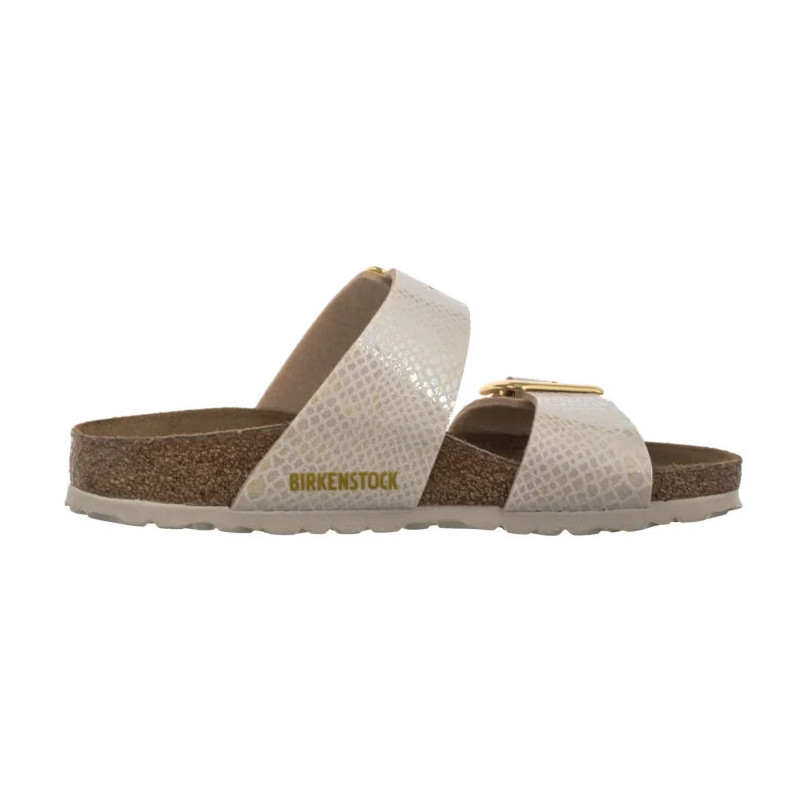 Birkenstock Sydney Cushion Buckle Shiny Snake Cream 1030258 (BK314-a) Naiste kingad/klappide klapid