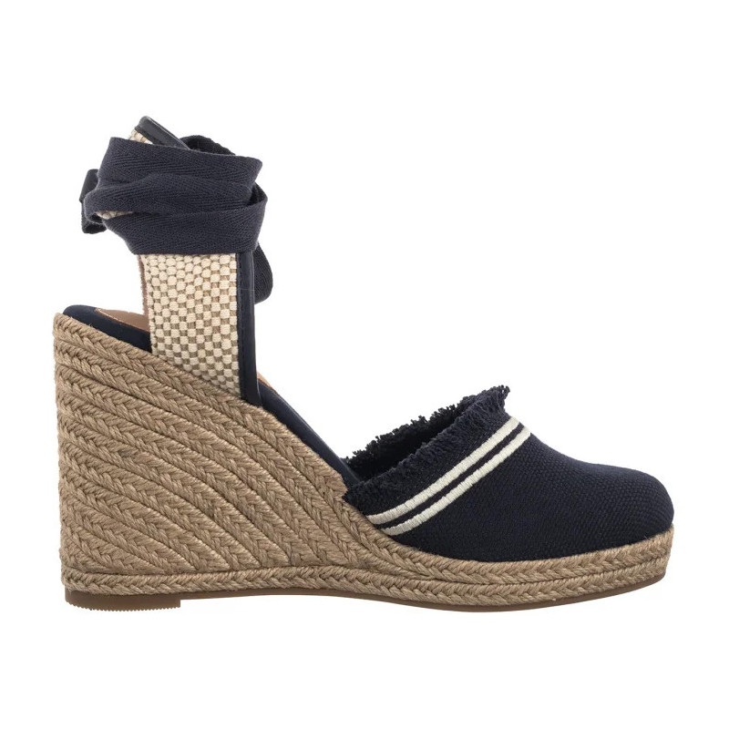 Tommy Hilfiger Fringe Canvas High Wedge Space Blue FW0FW08878 DW6 (TH1358-a) kingad