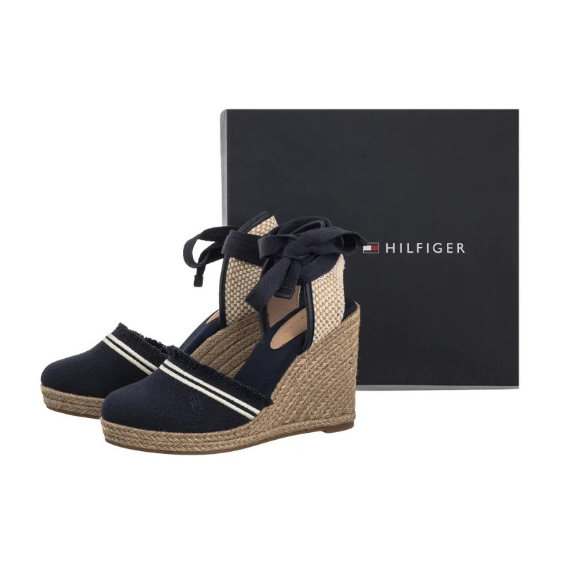 Tommy Hilfiger Fringe Canvas High Wedge Space Blue FW0FW08878 DW6 (TH1358-a) kingad