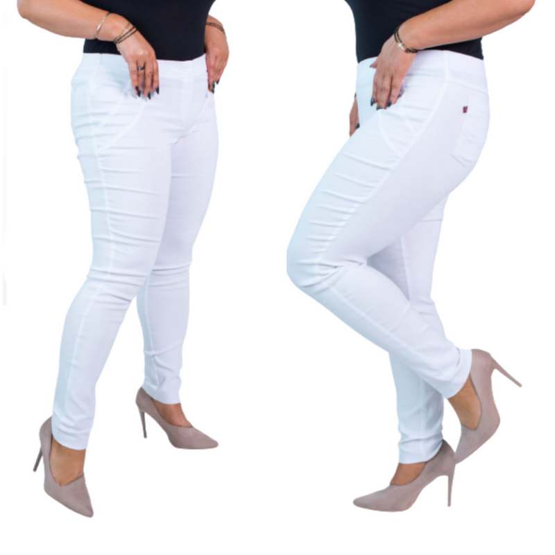 Elastsed püksid kõrgendatud vöökohaga BENGALINY 07 K01 White