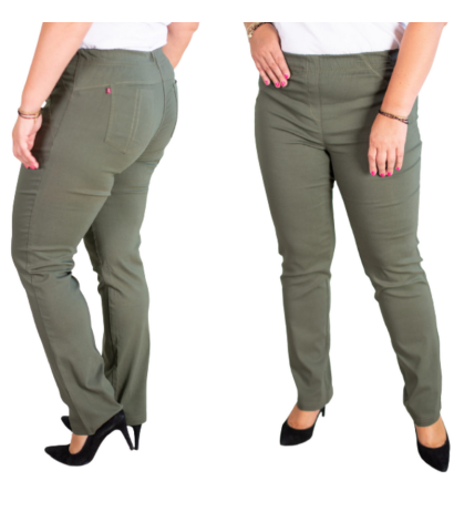 Pikad venivad püksid kõrgendatud vöökohaga BENGALINY 02 K15 Olive green