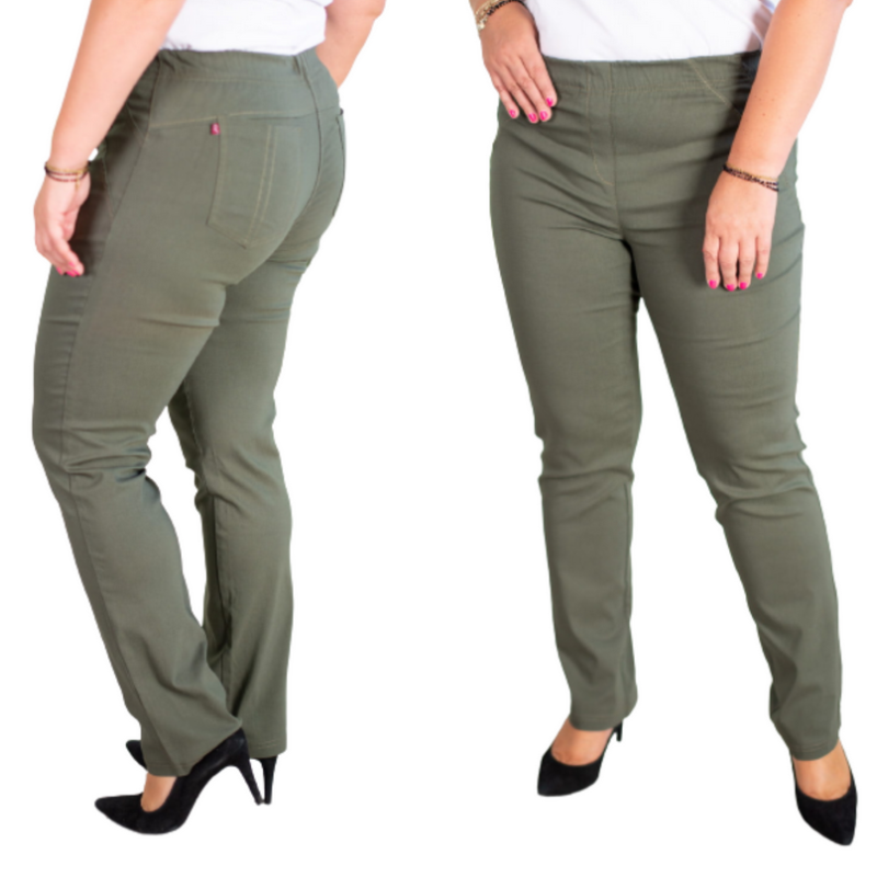 Pikad venivad püksid kõrgendatud vöökohaga BENGALINY 02 K15 Olive green