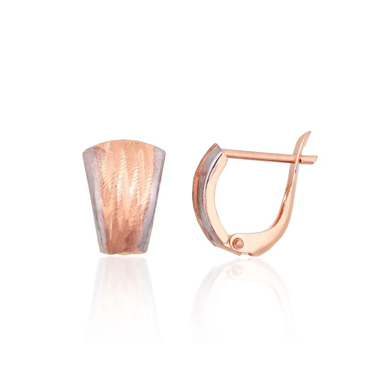 'Inglise' sulguriga kullast kõrvarõngad 1201723(Au-R+PRh-W), Punane Kuld 585°, roodium (kate)