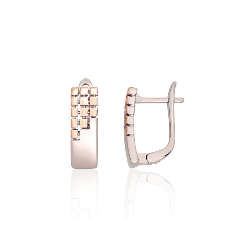 'Inglise' sulguriga hõbekõrverõngad 2204170(PRh-Gr+PAu-R), Hõbe 925°, roodium (kate)/, punane kuld (kate)