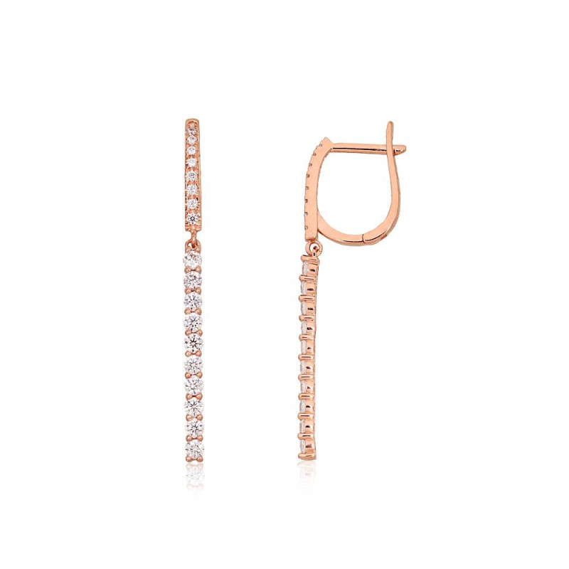 'Inglise' sulguriga kullast kõrvarõngad 1201706(Au-R)_CZ, Punane Kuld 585°, Tsirkonid