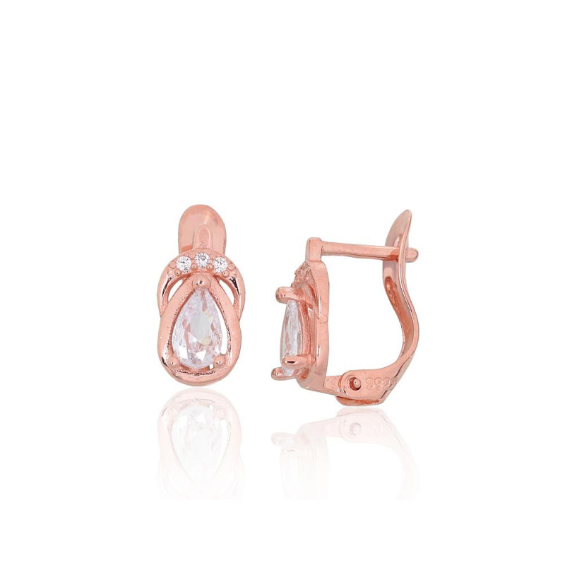 'Inglise' sulguriga hõbekõrverõngad 2201516(PAu-R)_CZ, Hõbe 925°, punane kuld (kate), Tsirkonid