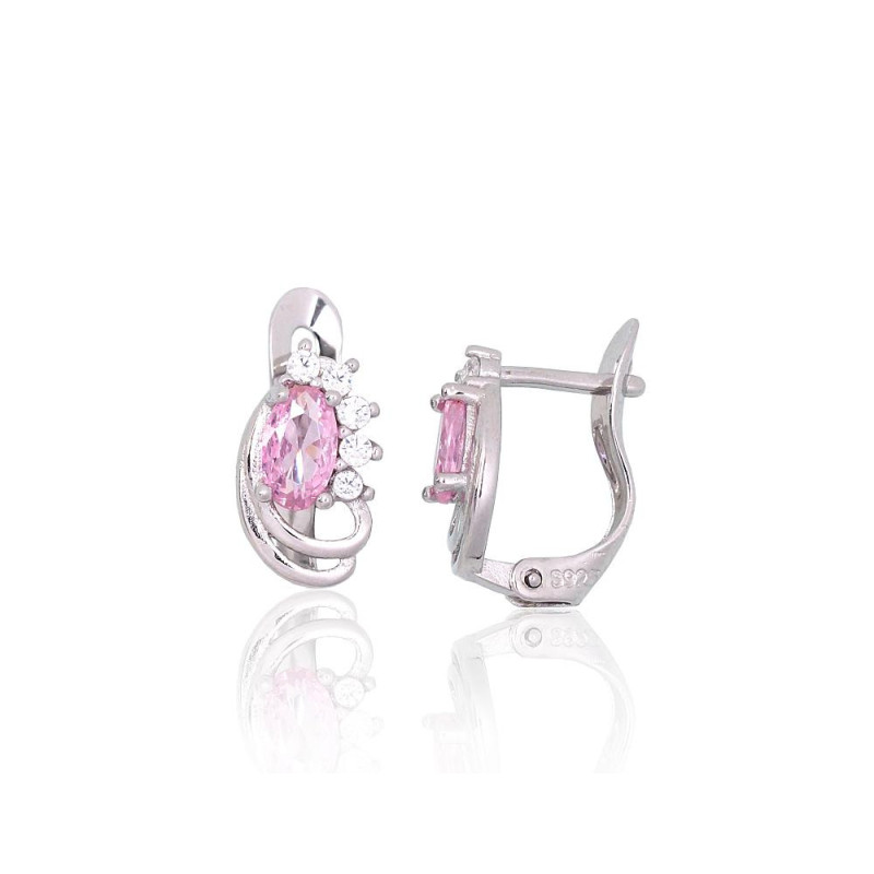 'Inglise' sulguriga hõbekõrverõngad 2201790(PRh-Gr)_CZ+CZ-PI, Hõbe 925°, roodium (kate), Tsirkonid