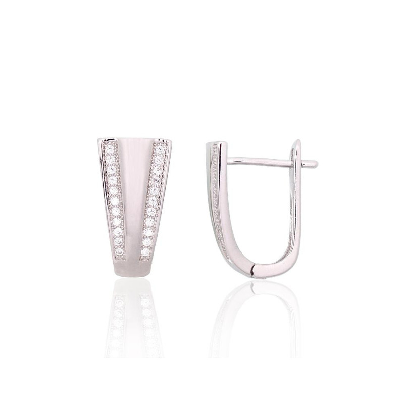 'Inglise' sulguriga hõbekõrverõngad 2204129(PRh-Gr)_CZ, Hõbe 925°, roodium (kate), Tsirkonid