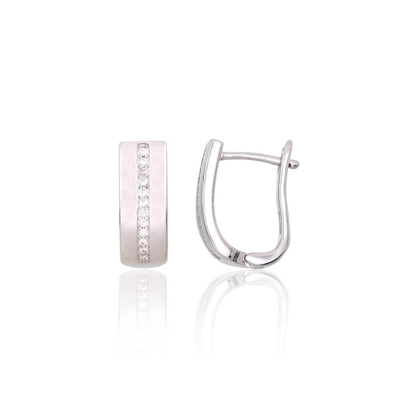 'Inglise' sulguriga hõbekõrverõngad 2204126(PRh-Gr)_CZ, Hõbe 925°, roodium (kate), Tsirkonid