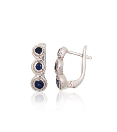 Hõbedast kõrvarõngad 2204017(PRh-Gr)_SA, Hõbe 925°, roodium (kate), Safiir