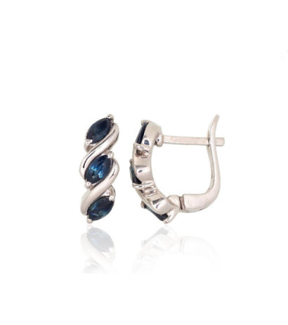 Hõbedast kõrvarõngad 2204023(PRh-Gr)_SA, Hõbe 925°, roodium (kate), Safiir