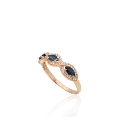 Kuldsõrmus 1101174(Au-R)_DI+SA, Punane Kuld 585°, Briljant , Safiir