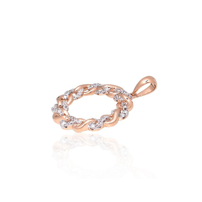 Kuldripats 1301072(Au-R+PRh-W)_DI, Punane Kuld 585°, roodium (kate) , Briljant