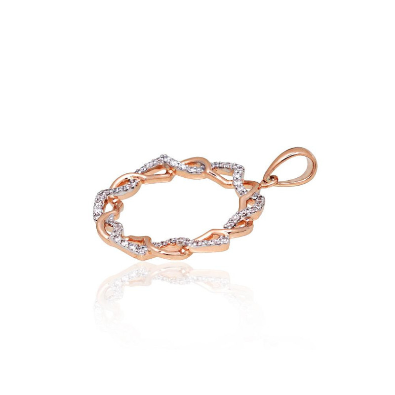 Kuldripats 1301073(Au-R+PRh-W)_DI, Punane Kuld 585°, roodium (kate) , Briljant