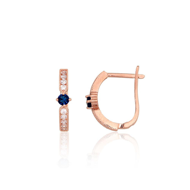 'Inglise' sulguriga kullast kõrvarõngad 1201705(Au-R)_CZ+CZ-B, Punane Kuld 585°, Tsirkonid