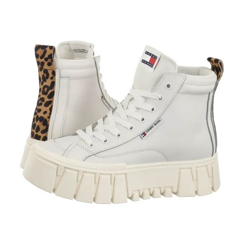 Tommy Hilfiger Tjw Vulc Flatform Leopard Ecru EN0EN02858 YBL (TH1402-a) kingad