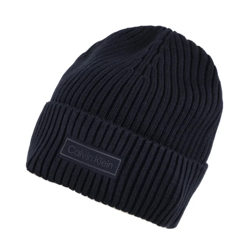 Calvin Klein Patch Chunky Rib Cotton Beanie Dark Sapphire LV04D8053G CEF (CK694-a) vöö