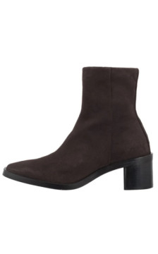 Calvin Klein Block Heel Zip Boot Sue Chocolate Brown HW0HW02592 GBW (CK702-a) kingad