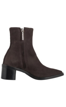 Calvin Klein Block Heel Zip Boot Sue Chocolate Brown HW0HW02592 GBW (CK702-a) kingad