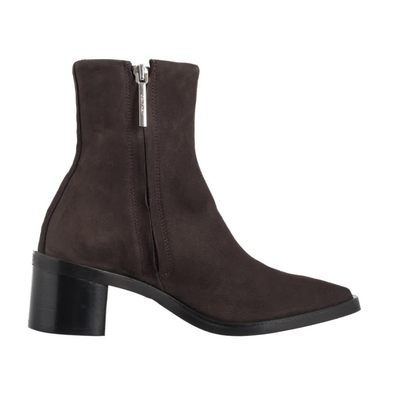 Calvin Klein Block Heel Zip Boot Sue Chocolate Brown HW0HW02592 GBW (CK702-a) kingad