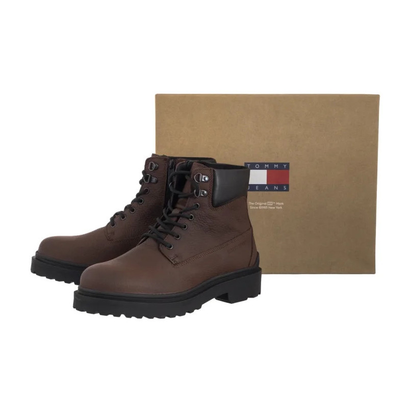 Tommy Hilfiger Tjm Lace Up Boot Leather Legacy Brown EM0EM01629 GV0 (TH1415-a) saapad
