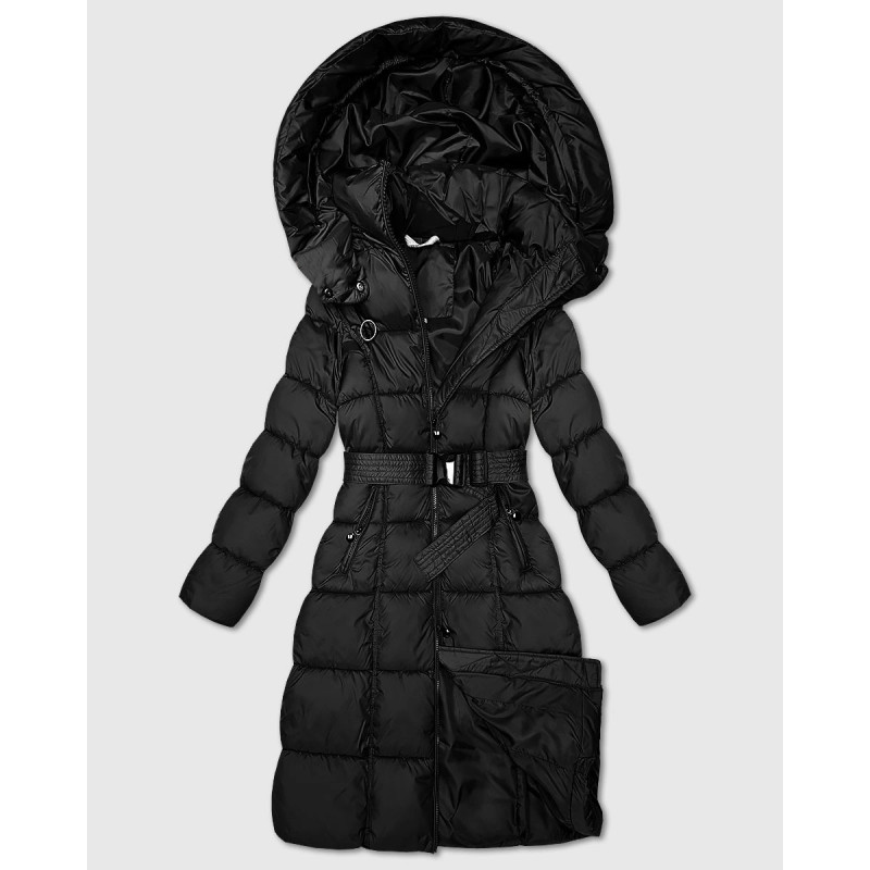 LONG JACKET WITH HOOD BLACK (PM7231) striukė