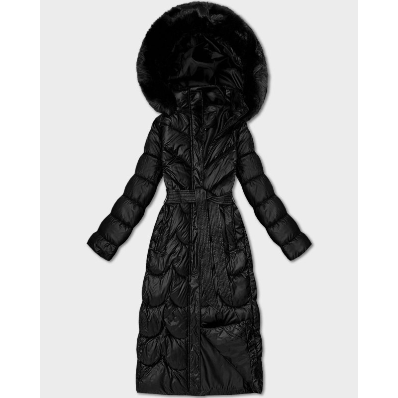 LONG JACKET WITH HOOD BLACK (PM7231) striukė