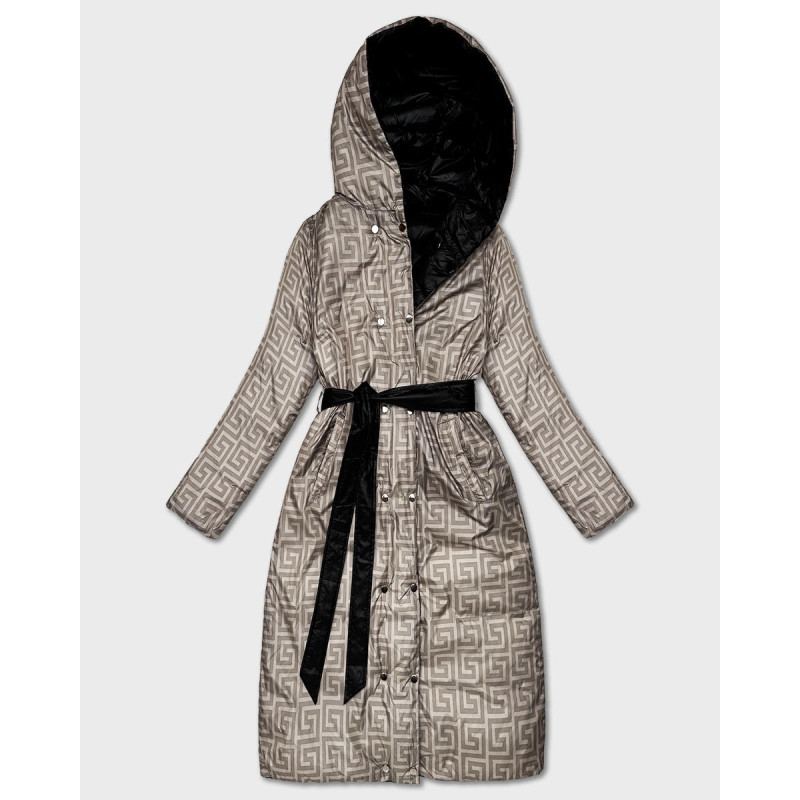 LONG JACKET WITH HOOD BLACK (PM7231) striukė