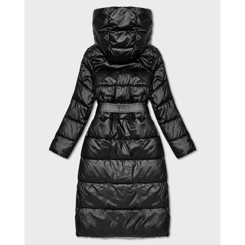 LONG JACKET WITH HOOD BLACK (PM7231) striukė
