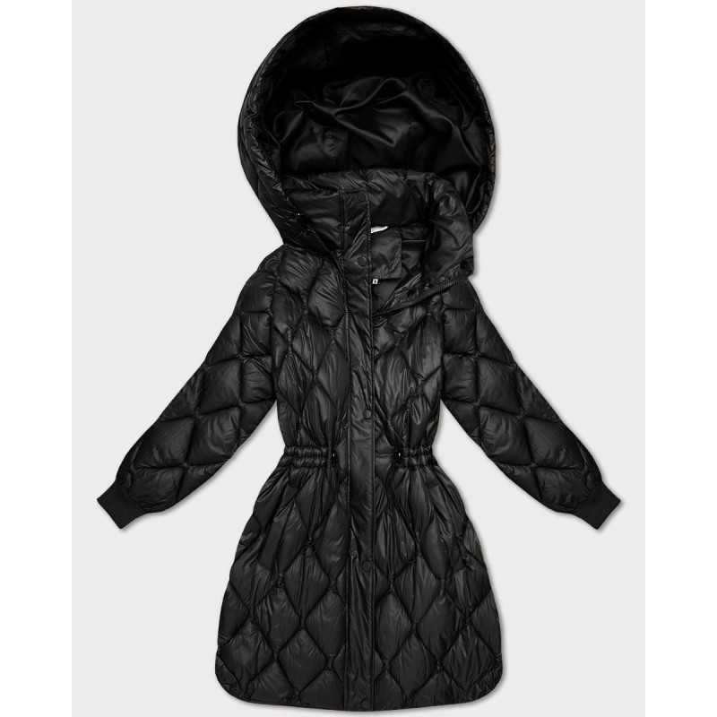 LONG JACKET WITH HOOD BLACK (PM7231) striukė