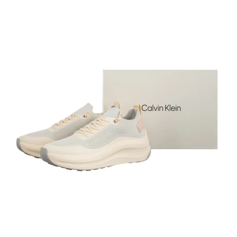 Calvin Klein Chunky Runner Lace Up Sock Knit Vaporous White/Light Cashew YW0YW02033 PF6 (CK725-a) kingad