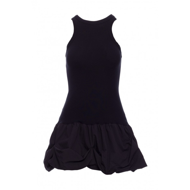 M863 Sukienka z gniecioną spódnicą - czarna