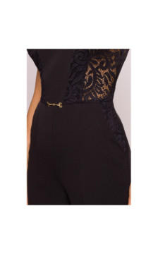 M866 Kombinezon z koronkowymi wstawkami - czarny