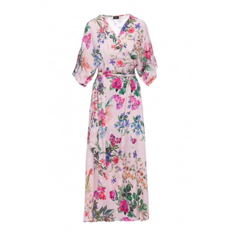 S405 Sukienka kopertowa maksi we wzór - model 1