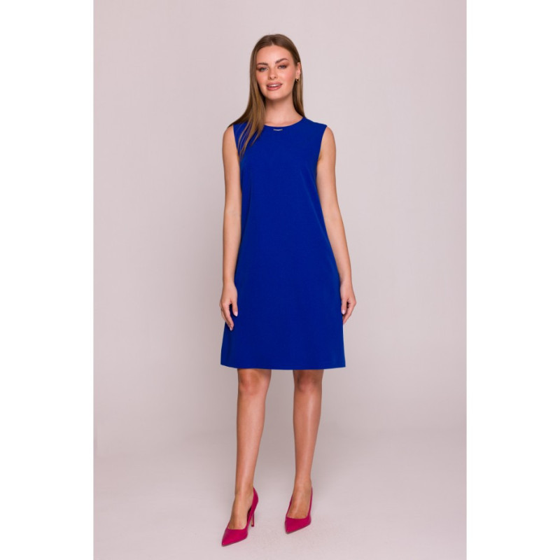 S408 Sukienka bez rękawów - chabrowa