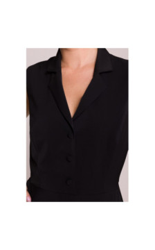 S409 Sukienka z rozpinanym dekoltem - czarna