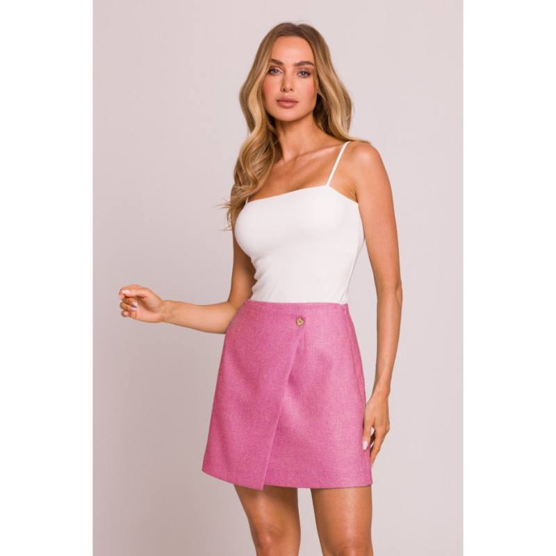 M854 Mini spódniczka na zakładkę - fuksja