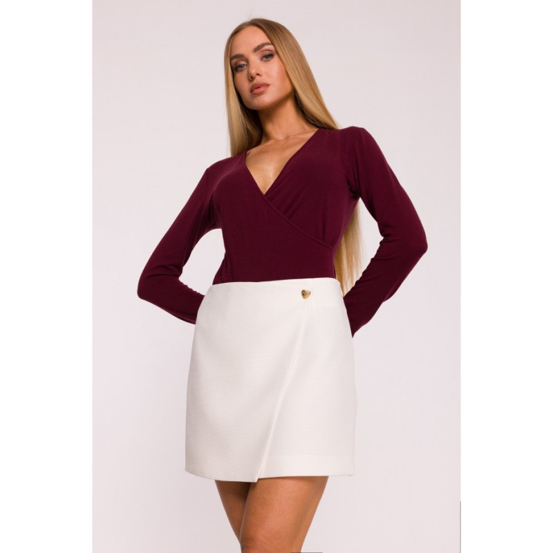 M854 Mini spódniczka na zakładkę - śmietankowa