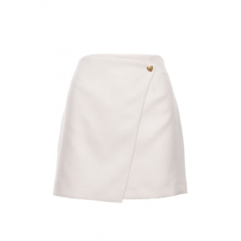 M854 Mini spódniczka na zakładkę - śmietankowa