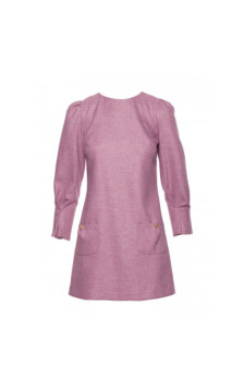 M870 Sukienka tweedowa z kieszonkami - marsala