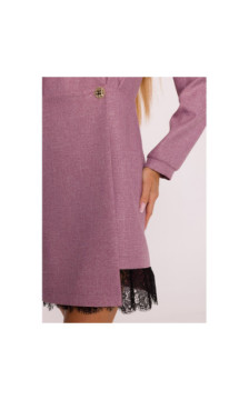 M871 Sukienka tweedowa z koronką - marsala