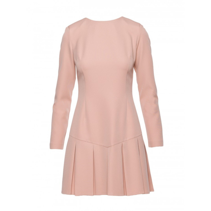 M872 Sukienka z kontrafałdami - beżowa